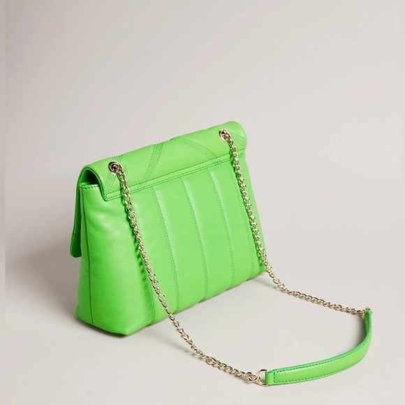 Ted Baker Ayahlin Quilted Puffer Medium Shoulder Bag Green Chain Shoulder Bag - Picture 10 of 16